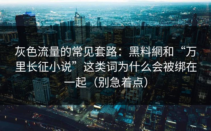 灰色流量的常见套路：黑料網和“万里长征小说”这类词为什么会被绑在一起（别急着点）
