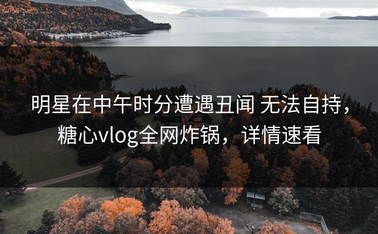 明星在中午时分遭遇丑闻 无法自持，糖心vlog全网炸锅，详情速看
