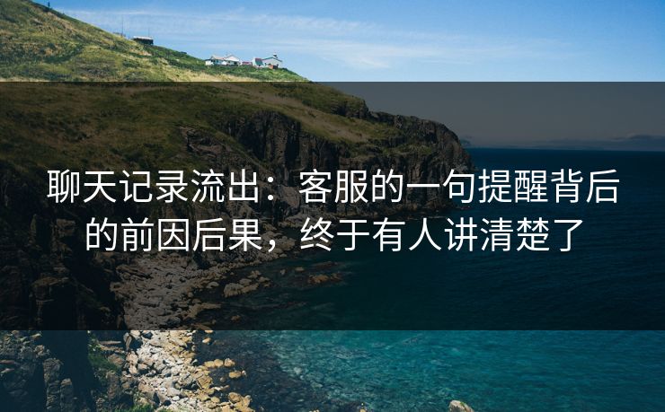 聊天记录流出：客服的一句提醒背后的前因后果，终于有人讲清楚了